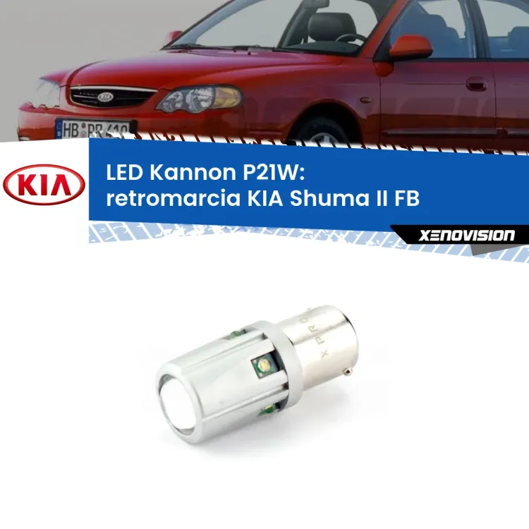 0 Retromarcia LED KIA Shuma II FB 2001 - 2004: P21W Kannon <strong>LED per Retromarcia KIA Shuma II FB 2001 - 2004.</strong>Lampadina P21W con una poderosa illuminazione frontale rafforzata da 5 potenti chip laterali.