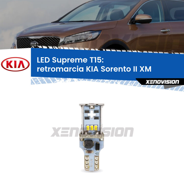 <strong>LED retromarcia per KIA Sorento II</strong> XM 2009 - 2014. 15 Chip CREE 3535, sviluppa un'incredibile potenza. Qualità Massima. Oltre 6W reali di pura potenza.