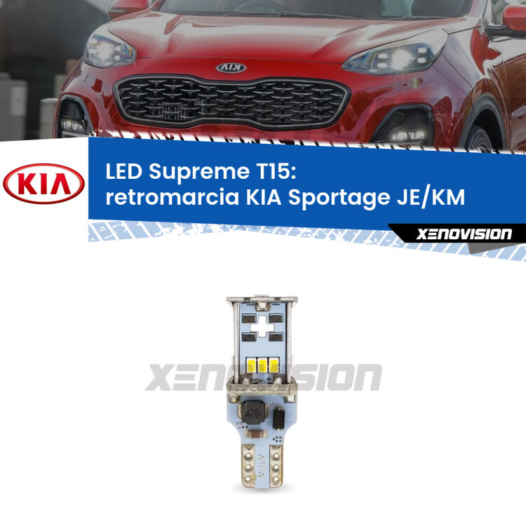 <strong>LED retromarcia per KIA Sportage</strong> JE/KM 2004 - 2009. 15 Chip CREE 3535, sviluppa un'incredibile potenza. Qualità Massima. Oltre 6W reali di pura potenza.