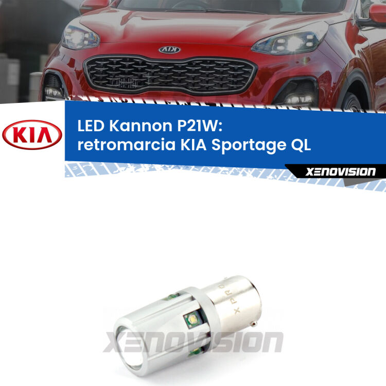 <strong>LED per Retromarcia KIA Sportage QL 2015 - 2020.</strong>Lampadina P21W con una poderosa illuminazione frontale rafforzata da 5 potenti chip laterali.