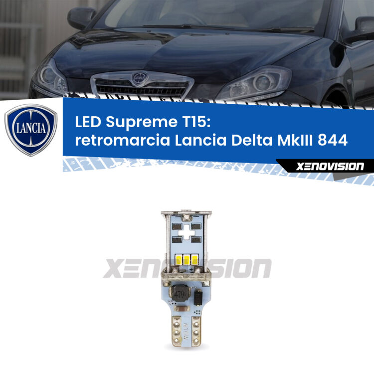 <strong>LED retromarcia per Lancia Delta MkIII</strong> 844 2008 - 2014. 15 Chip CREE 3535, sviluppa un'incredibile potenza. Qualità Massima. Oltre 6W reali di pura potenza.