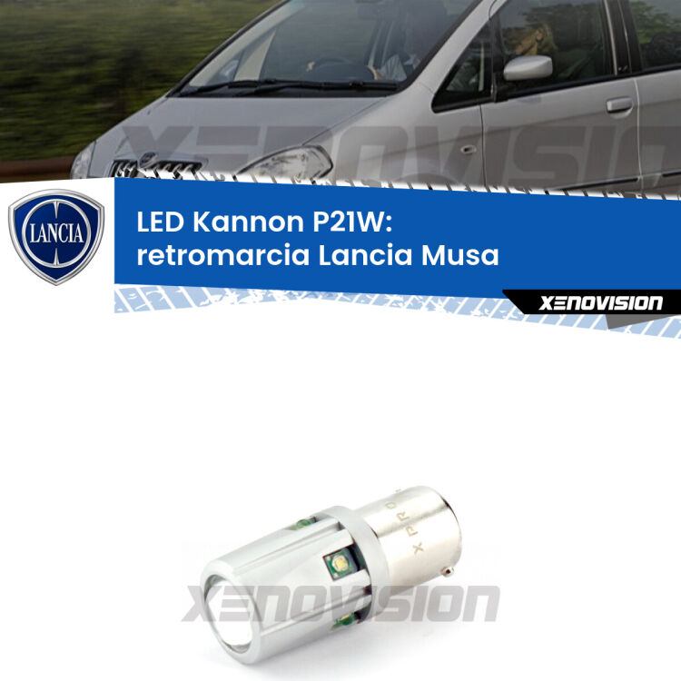 <strong>LED per Retromarcia Lancia Musa  2004 - 2012.</strong>Lampadina P21W con una poderosa illuminazione frontale rafforzata da 5 potenti chip laterali.