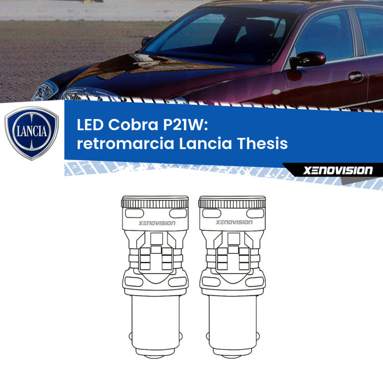 0 Retromarcia LED Lancia Thesis in poi: P21W Cobra <strong>Retromarcia LED no-spie per Lancia Thesis</strong> in poi. Coppia lampade <strong>P21W</strong> modello Cobra super-canbus, raffreddate a ventola.