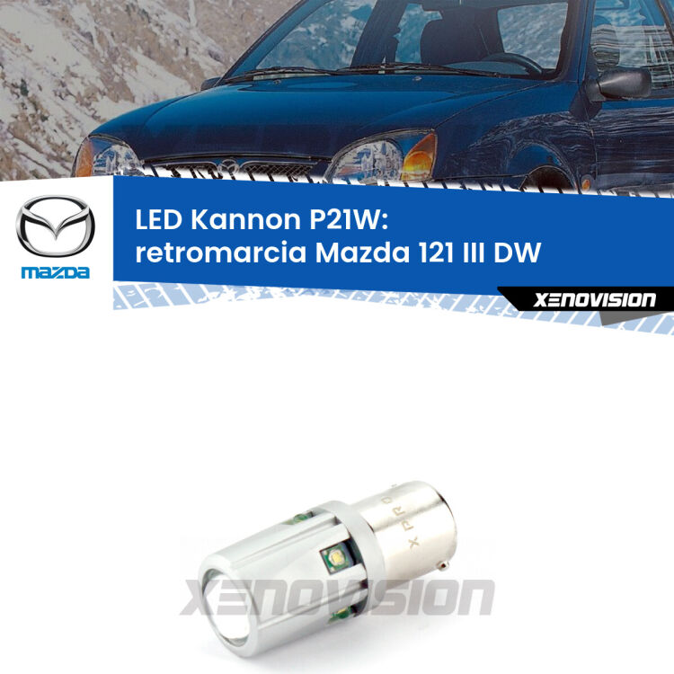 <strong>LED per Retromarcia Mazda 121 III DW 1996 - 2003.</strong>Lampadina P21W con una poderosa illuminazione frontale rafforzata da 5 potenti chip laterali.