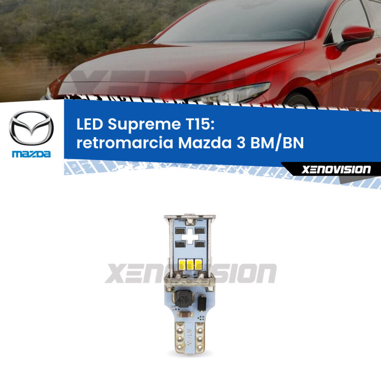 <strong>LED retromarcia per Mazda 3</strong> BM/BN 2013 - 2018. 15 Chip CREE 3535, sviluppa un'incredibile potenza. Qualità Massima. Oltre 6W reali di pura potenza.