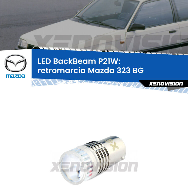<strong>Retromarcia LED per Mazda 323</strong> BG 1989 - 1994. Lampada <strong>P21W</strong> canbus. Illumina a giorno con questo straordinario cannone LED a luminosità estrema.