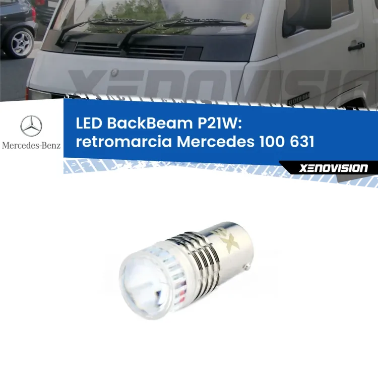 0 Retromarcia LED Mercedes 100 631 1988 - 1996: P21W BackBeam <strong>Retromarcia LED per Mercedes 100</strong> 631 1988 - 1996. Lampada <strong>P21W</strong> canbus. Illumina a giorno con questo straordinario cannone LED a luminosità estrema.