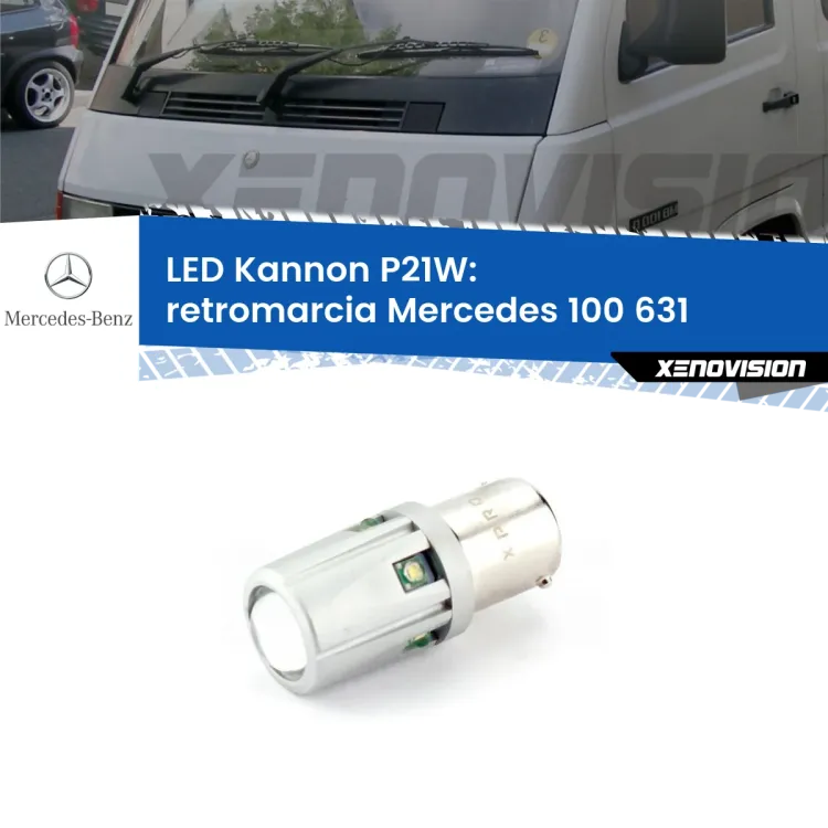 0 Retromarcia LED Mercedes 100 631 1988 - 1996: P21W Kannon <strong>LED per Retromarcia Mercedes 100 631 1988 - 1996.</strong>Lampadina P21W con una poderosa illuminazione frontale rafforzata da 5 potenti chip laterali.