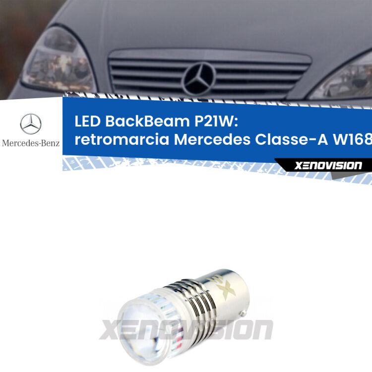 <strong>Retromarcia LED per Mercedes Classe-A</strong> W168 1997 - 2004. Lampada <strong>P21W</strong> canbus. Illumina a giorno con questo straordinario cannone LED a luminosità estrema.