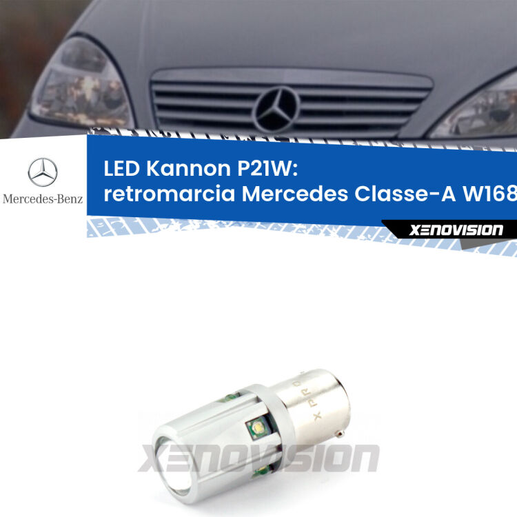 <strong>LED per Retromarcia Mercedes Classe-A W168 1997 - 2004.</strong>Lampadina P21W con una poderosa illuminazione frontale rafforzata da 5 potenti chip laterali.