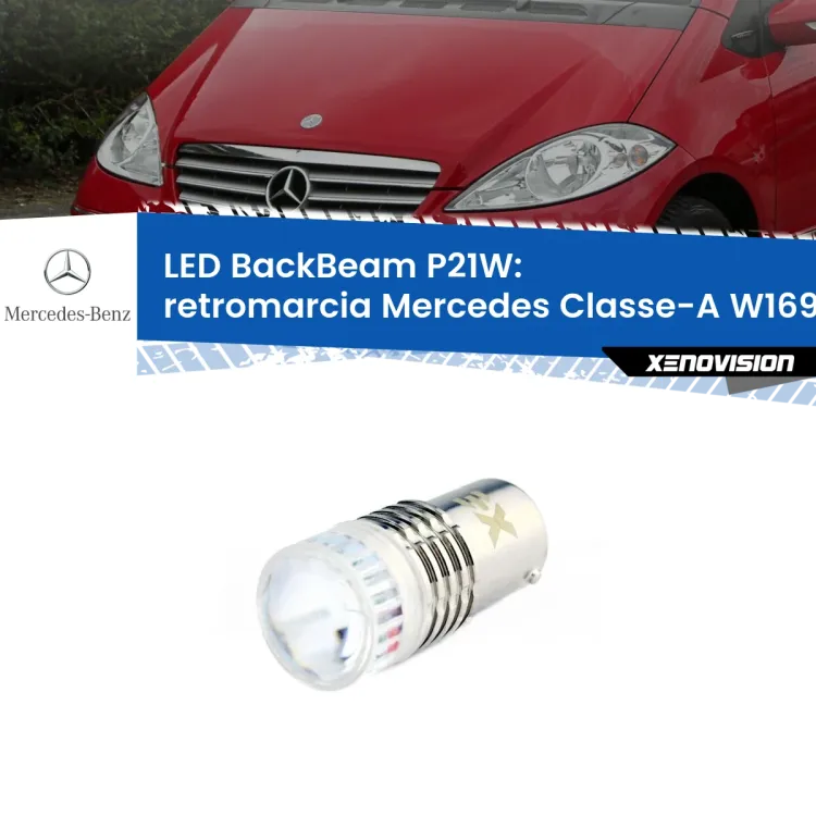 0 Retromarcia LED Mercedes Classe-A W169 2004 - 2012: P21W BackBeam <strong>Retromarcia LED per Mercedes Classe-A</strong> W169 2004 - 2012. Lampada <strong>P21W</strong> canbus. Illumina a giorno con questo straordinario cannone LED a luminosità estrema.