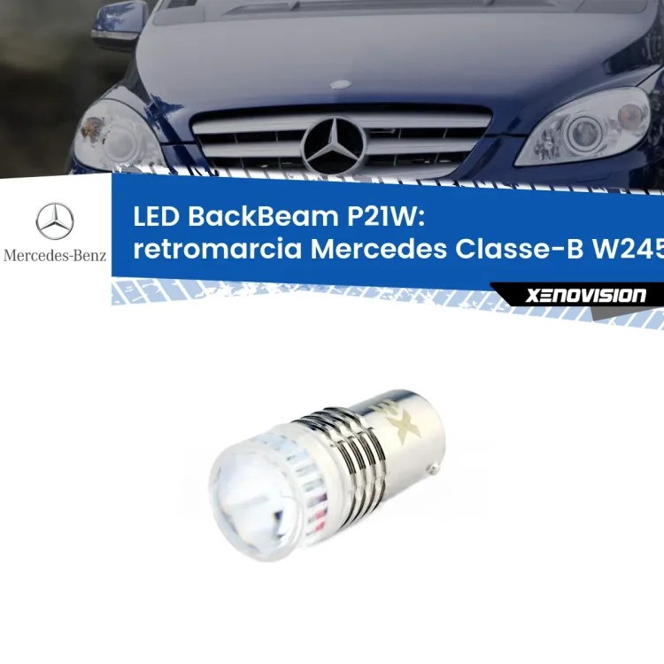 0 Retromarcia LED Mercedes Classe-B W245 2005 - 2011: P21W BackBeam <strong>Retromarcia LED per Mercedes Classe-B</strong> W245 2005 - 2011. Lampada <strong>P21W</strong> canbus. Illumina a giorno con questo straordinario cannone LED a luminosità estrema.