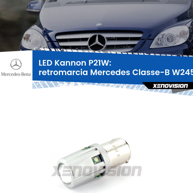 <strong>LED per Retromarcia Mercedes Classe-B W245 2005 - 2011.</strong>Lampadina P21W con una poderosa illuminazione frontale rafforzata da 5 potenti chip laterali.