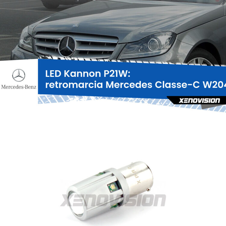 <strong>LED per Retromarcia Mercedes Classe-C W204 2007 - 2014.</strong>Lampadina P21W con una poderosa illuminazione frontale rafforzata da 5 potenti chip laterali.