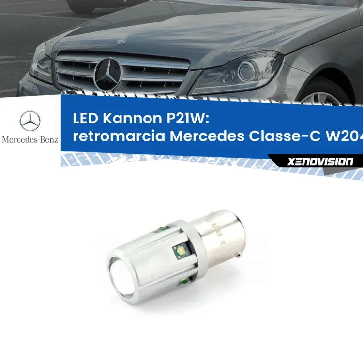 0 Retromarcia LED Mercedes Classe-C W204 2007 - 2014: P21W Kannon <strong>LED per Retromarcia Mercedes Classe-C W204 2007 - 2014.</strong>Lampadina P21W con una poderosa illuminazione frontale rafforzata da 5 potenti chip laterali.