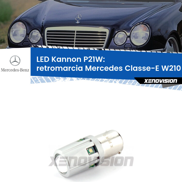<strong>LED per Retromarcia Mercedes Classe-E W210 1995 - 2002.</strong>Lampadina P21W con una poderosa illuminazione frontale rafforzata da 5 potenti chip laterali.