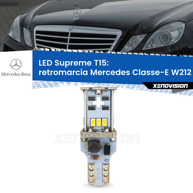 0 Retromarcia LED Mercedes Classe-E W212 2009 - 2016: T15 Supreme <strong>LED retromarcia per Mercedes Classe-E</strong> W212 2009 - 2016. 15 Chip CREE 3535, sviluppa un'incredibile potenza. Qualità Massima. Oltre 6W reali di pura potenza.