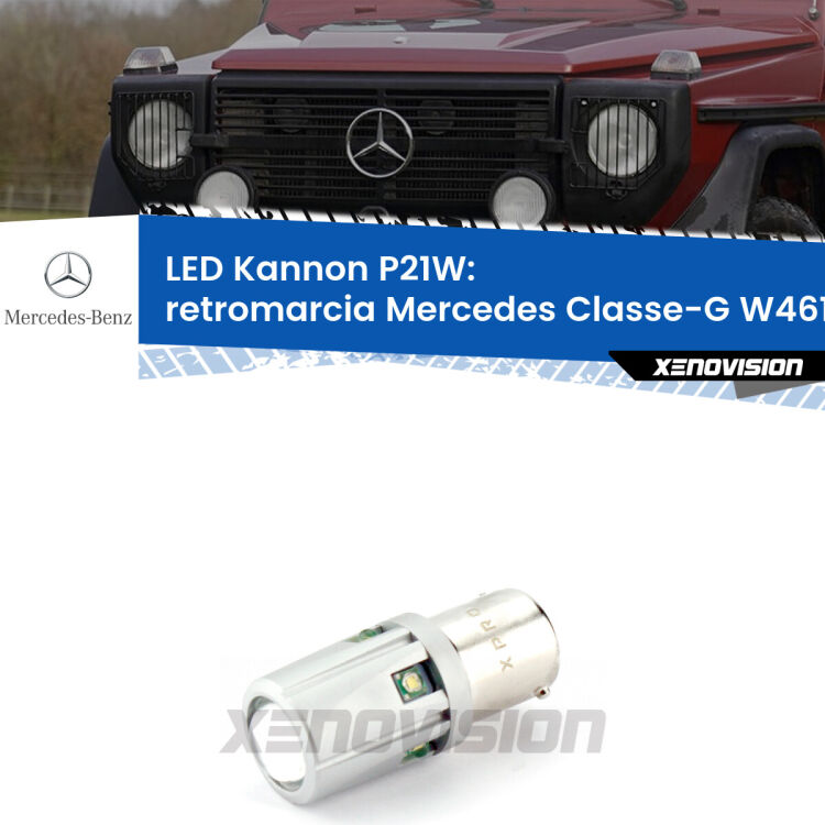 <strong>LED per Retromarcia Mercedes Classe-G W461 1990 - 2000.</strong>Lampadina P21W con una poderosa illuminazione frontale rafforzata da 5 potenti chip laterali.