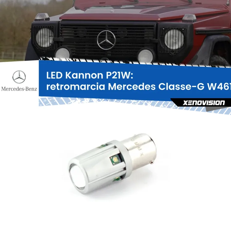 0 Retromarcia LED Mercedes Classe-G W461 1990 - 2000: P21W Kannon <strong>LED per Retromarcia Mercedes Classe-G W461 1990 - 2000.</strong>Lampadina P21W con una poderosa illuminazione frontale rafforzata da 5 potenti chip laterali.