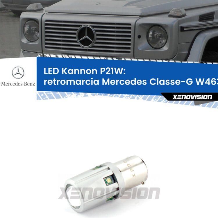 <strong>LED per Retromarcia Mercedes Classe-G W463 1991 - 2004.</strong>Lampadina P21W con una poderosa illuminazione frontale rafforzata da 5 potenti chip laterali.