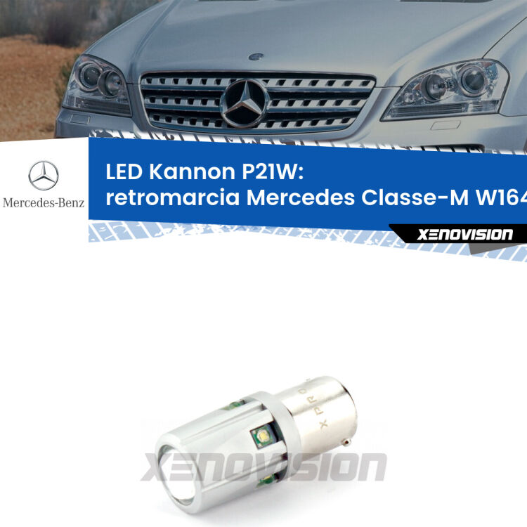 <strong>LED per Retromarcia Mercedes Classe-M W164 prima serie.</strong>Lampadina P21W con una poderosa illuminazione frontale rafforzata da 5 potenti chip laterali.