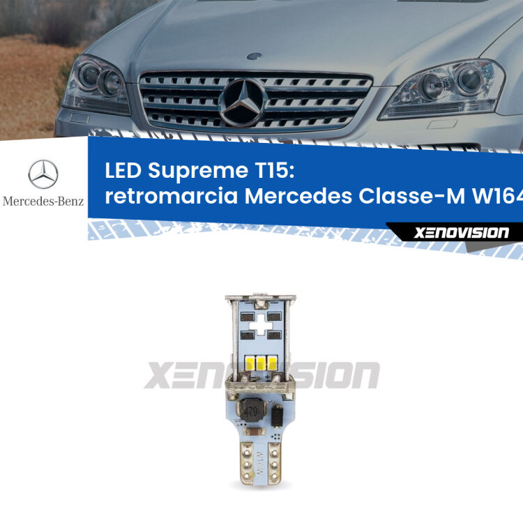 <strong>LED retromarcia per Mercedes Classe-M</strong> W164 restyling. 15 Chip CREE 3535, sviluppa un'incredibile potenza. Qualità Massima. Oltre 6W reali di pura potenza.