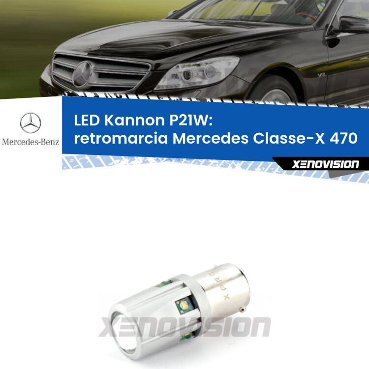 <strong>LED per Retromarcia Mercedes Classe-X 470 2017 in poi.</strong>Lampadina P21W con una poderosa illuminazione frontale rafforzata da 5 potenti chip laterali.