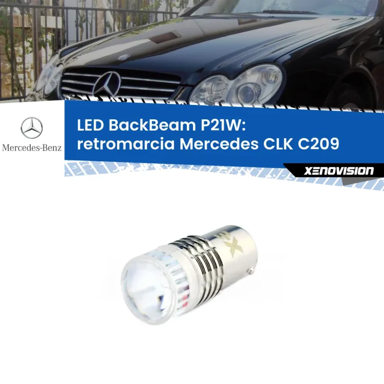 0 Retromarcia LED Mercedes CLK C209 2002 - 2009: P21W BackBeam <strong>Retromarcia LED per Mercedes CLK</strong> C209 2002 - 2009. Lampada <strong>P21W</strong> canbus. Illumina a giorno con questo straordinario cannone LED a luminosità estrema.