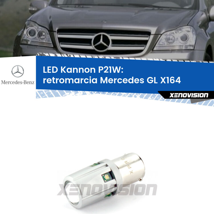 <strong>LED per Retromarcia Mercedes GL X164 2006 - 2012.</strong>Lampadina P21W con una poderosa illuminazione frontale rafforzata da 5 potenti chip laterali.