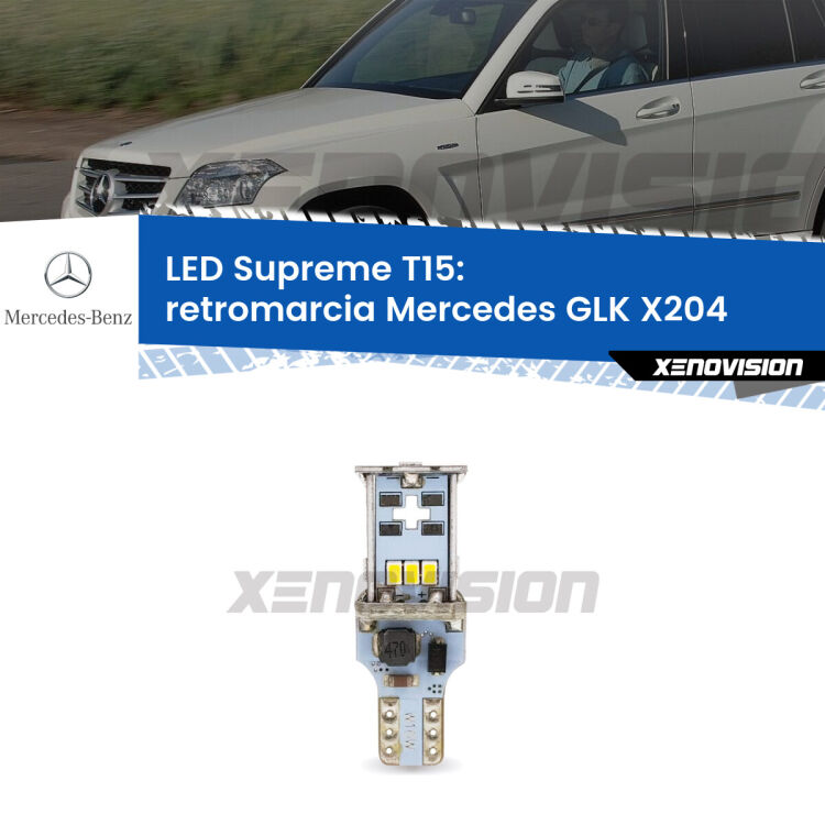 <strong>LED retromarcia per Mercedes GLK</strong> X204 prima serie. 15 Chip CREE 3535, sviluppa un'incredibile potenza. Qualità Massima. Oltre 6W reali di pura potenza.