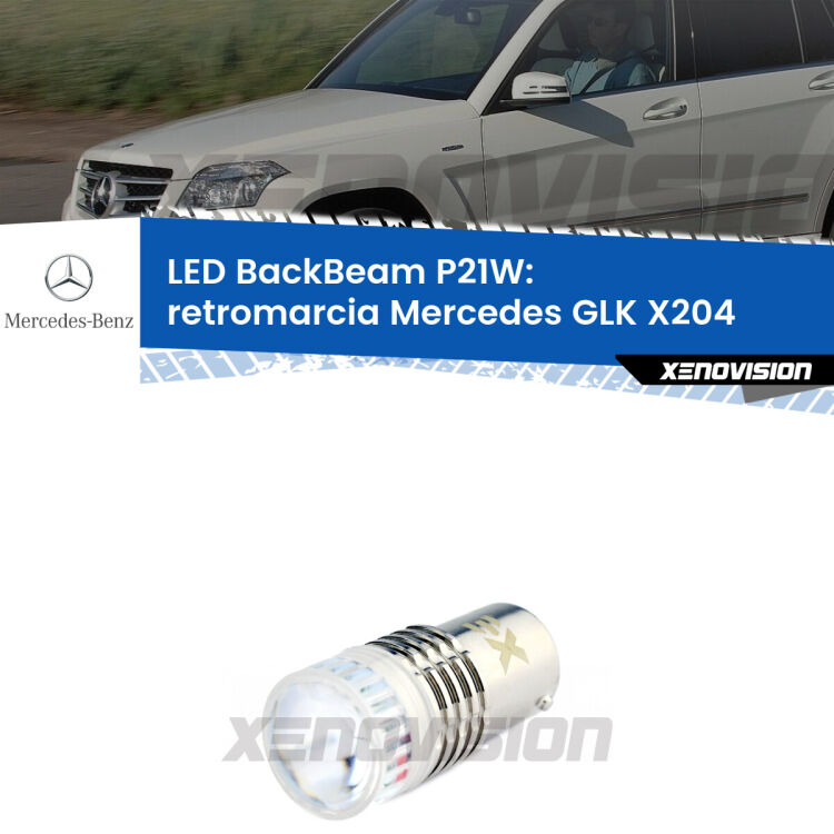 <strong>Retromarcia LED per Mercedes GLK</strong> X204 restyling. Lampada <strong>P21W</strong> canbus. Illumina a giorno con questo straordinario cannone LED a luminosità estrema.