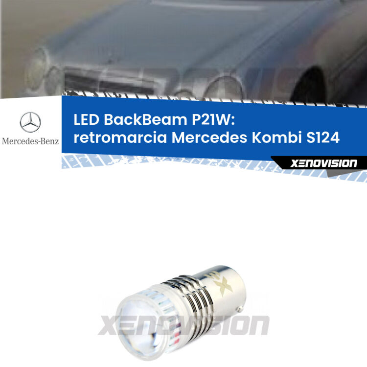 <strong>Retromarcia LED per Mercedes Kombi</strong> S124 1985 - 1993. Lampada <strong>P21W</strong> canbus. Illumina a giorno con questo straordinario cannone LED a luminosità estrema.