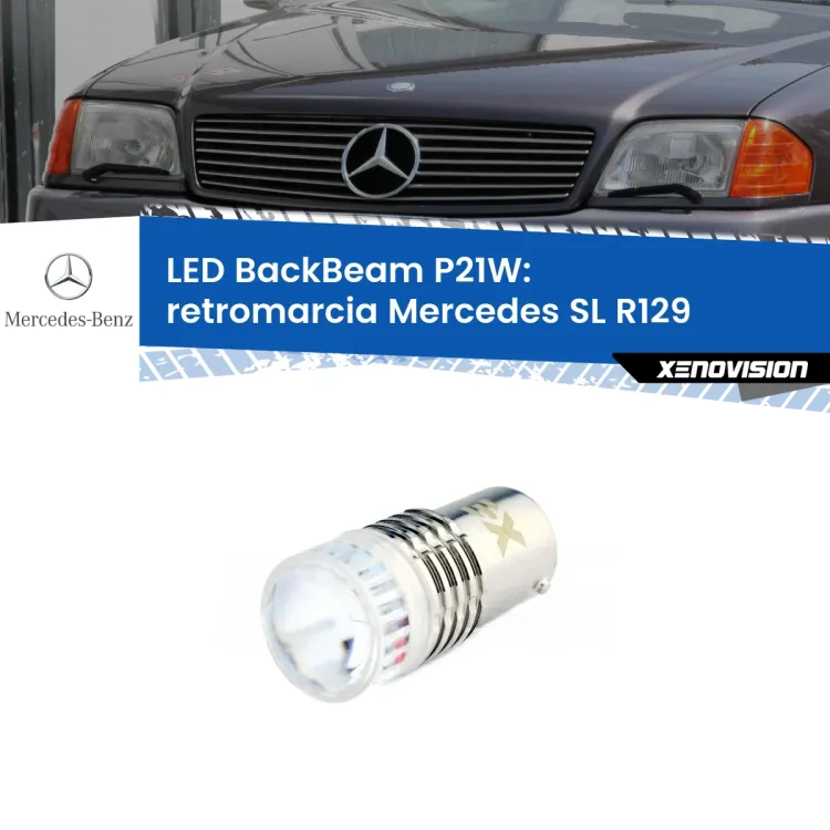 0 Retromarcia LED Mercedes SL R129 1989 - 2001: P21W BackBeam <strong>Retromarcia LED per Mercedes SL</strong> R129 1989 - 2001. Lampada <strong>P21W</strong> canbus. Illumina a giorno con questo straordinario cannone LED a luminosità estrema.