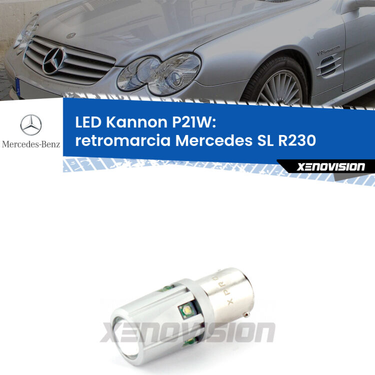 <strong>LED per Retromarcia Mercedes SL R230 2001 - 2012.</strong>Lampadina P21W con una poderosa illuminazione frontale rafforzata da 5 potenti chip laterali.