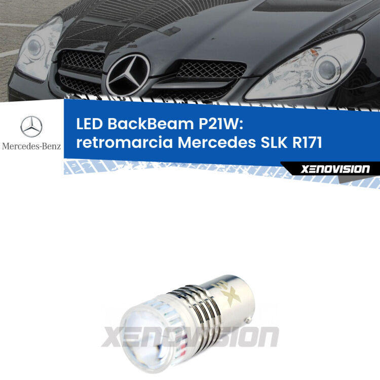 <strong>Retromarcia LED per Mercedes SLK</strong> R171 2004 - 2011. Lampada <strong>P21W</strong> canbus. Illumina a giorno con questo straordinario cannone LED a luminosità estrema.