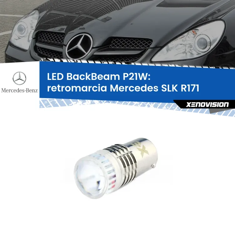 0 Retromarcia LED Mercedes SLK R171 2004 - 2011: P21W BackBeam <strong>Retromarcia LED per Mercedes SLK</strong> R171 2004 - 2011. Lampada <strong>P21W</strong> canbus. Illumina a giorno con questo straordinario cannone LED a luminosità estrema.