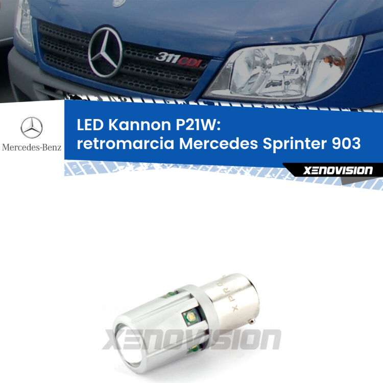 <strong>LED per Retromarcia Mercedes Sprinter 903 1995 - 2006.</strong>Lampadina P21W con una poderosa illuminazione frontale rafforzata da 5 potenti chip laterali.