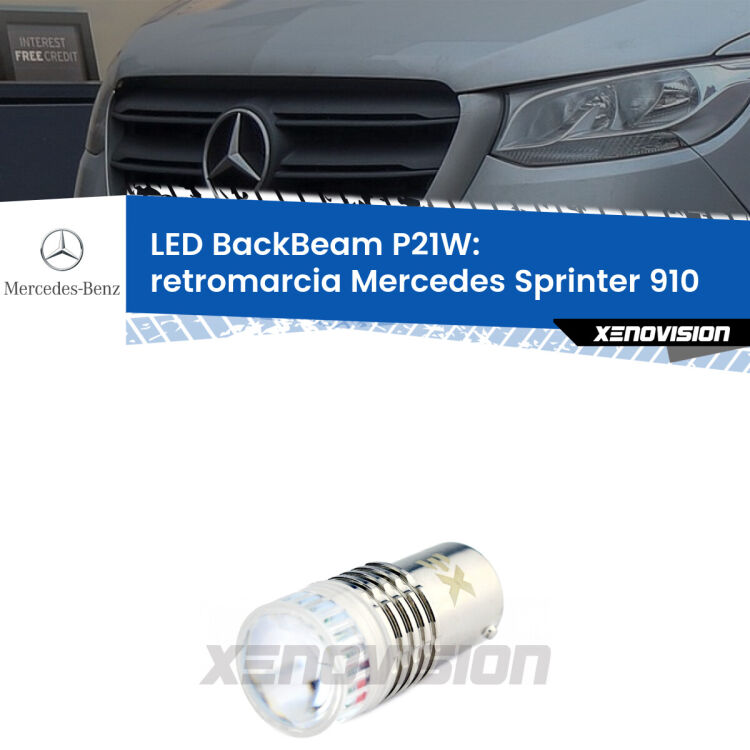 <strong>Retromarcia LED per Mercedes Sprinter</strong> 910 2018 in poi. Lampada <strong>P21W</strong> canbus. Illumina a giorno con questo straordinario cannone LED a luminosità estrema.