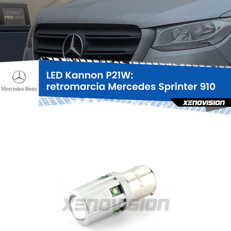 <strong>LED per Retromarcia Mercedes Sprinter 910 2018 in poi.</strong>Lampadina P21W con una poderosa illuminazione frontale rafforzata da 5 potenti chip laterali.