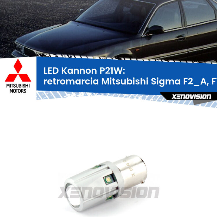 <strong>LED per Retromarcia Mitsubishi Sigma F2_A, F1_A 1990 - 1996.</strong>Lampadina P21W con una poderosa illuminazione frontale rafforzata da 5 potenti chip laterali.