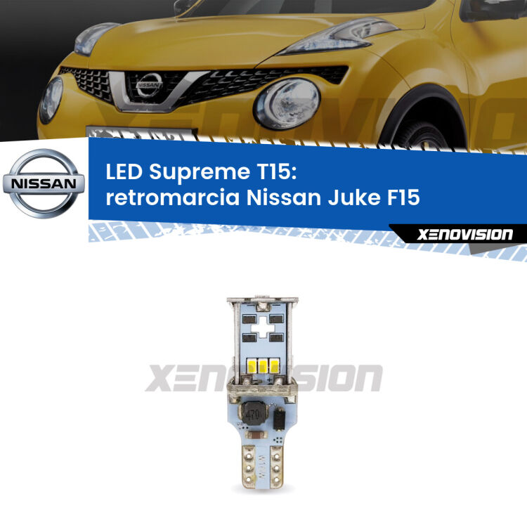 <strong>LED retromarcia per Nissan Juke</strong> F15 2010 - 2018. 15 Chip CREE 3535, sviluppa un'incredibile potenza. Qualità Massima. Oltre 6W reali di pura potenza.