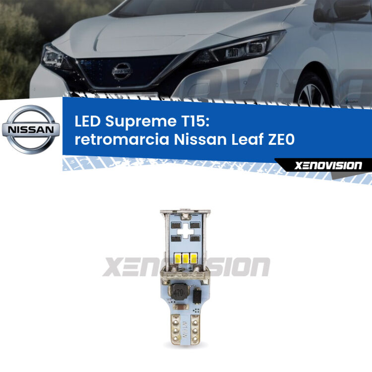 <strong>LED retromarcia per Nissan Leaf</strong> ZE0 2010 - 2016. 15 Chip CREE 3535, sviluppa un'incredibile potenza. Qualità Massima. Oltre 6W reali di pura potenza.
