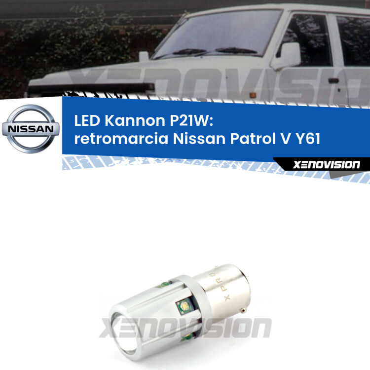 <strong>LED per Retromarcia Nissan Patrol V Y61 1997 - 2009.</strong>Lampadina P21W con una poderosa illuminazione frontale rafforzata da 5 potenti chip laterali.