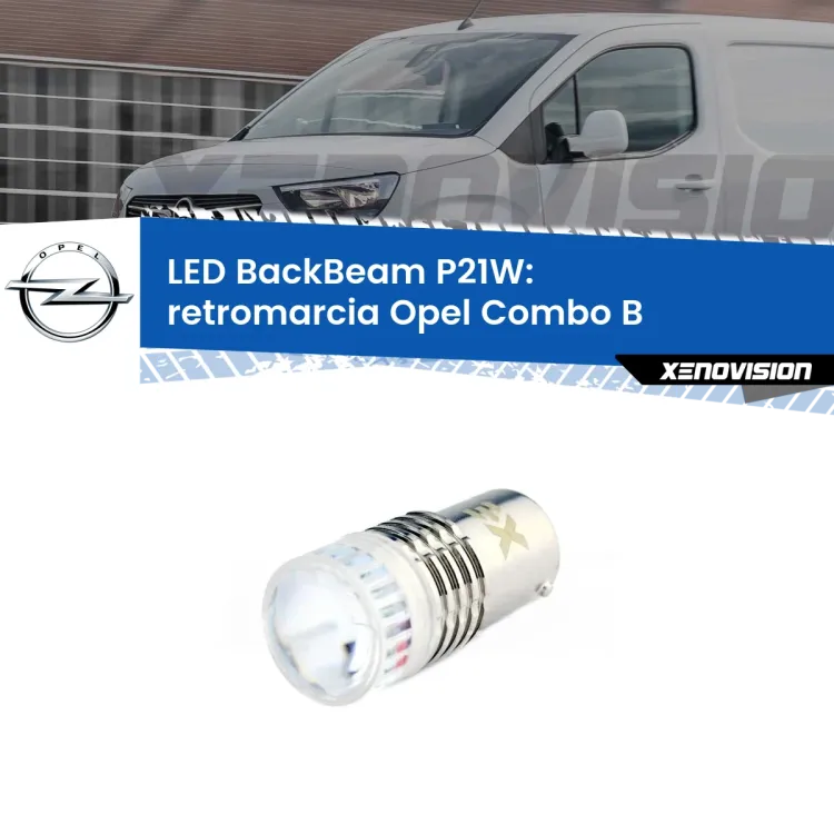 0 Retromarcia LED Opel Combo B  1994 - 2001: P21W BackBeam <strong>Retromarcia LED per Opel Combo B</strong>  1994 - 2001. Lampada <strong>P21W</strong> canbus. Illumina a giorno con questo straordinario cannone LED a luminosità estrema.