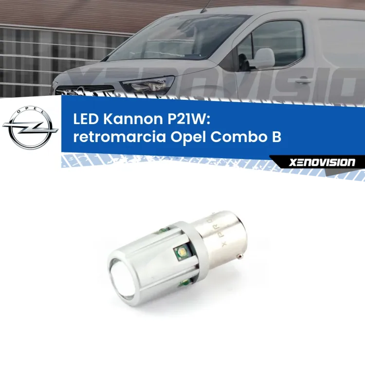 0 Retromarcia LED Opel Combo B  1994 - 2001: P21W Kannon <strong>LED per Retromarcia Opel Combo B  1994 - 2001.</strong>Lampadina P21W con una poderosa illuminazione frontale rafforzata da 5 potenti chip laterali.