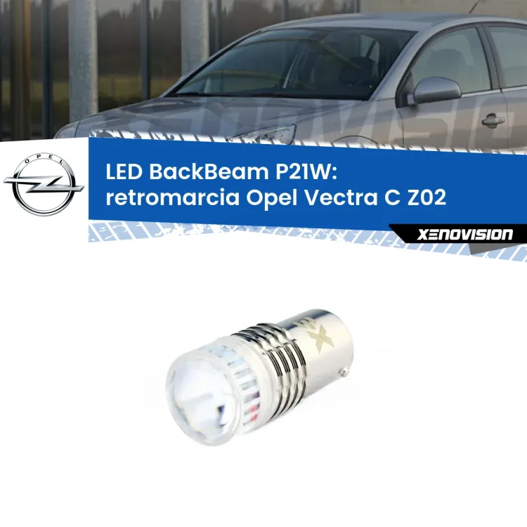 0 Retromarcia LED Opel Vectra C Z02 2002 - 2010: P21W BackBeam <strong>Retromarcia LED per Opel Vectra C</strong> Z02 2002 - 2010. Lampada <strong>P21W</strong> canbus. Illumina a giorno con questo straordinario cannone LED a luminosità estrema.
