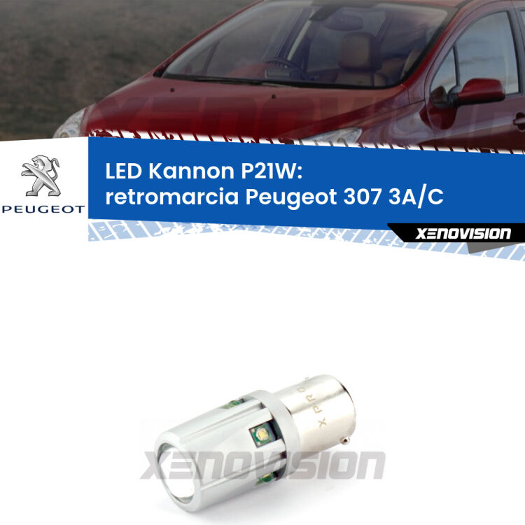 <strong>LED per Retromarcia Peugeot 307 3A/C 2000 - 2009.</strong>Lampadina P21W con una poderosa illuminazione frontale rafforzata da 5 potenti chip laterali.