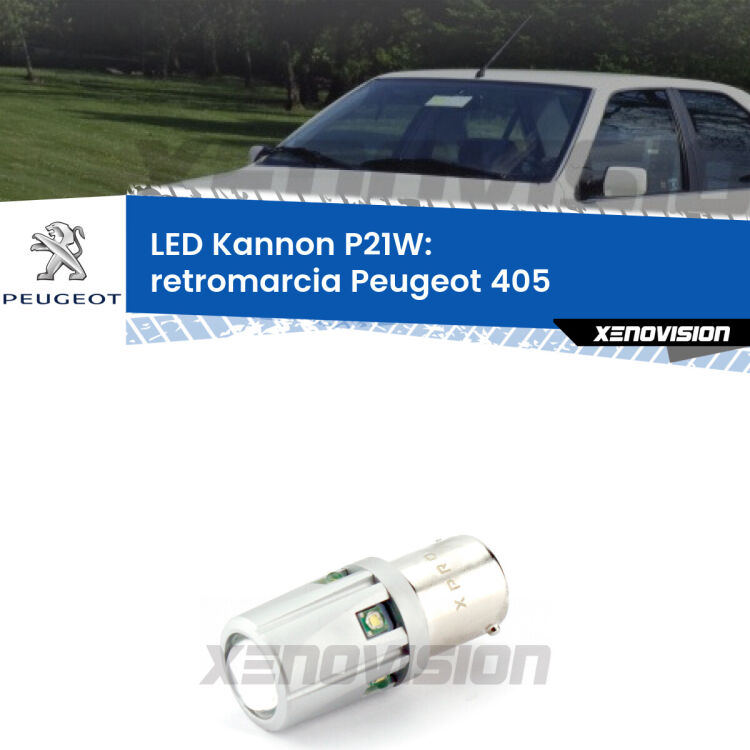 <strong>LED per Retromarcia Peugeot 405  1987 - 1997.</strong>Lampadina P21W con una poderosa illuminazione frontale rafforzata da 5 potenti chip laterali.