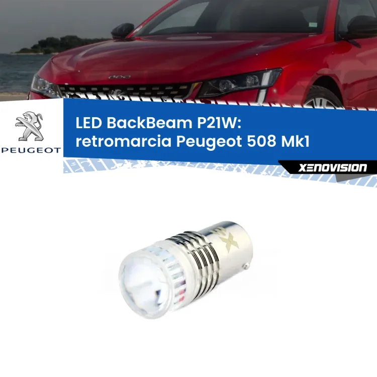 0 Retromarcia LED Peugeot 508 Mk1 2010 - 2017: P21W BackBeam <strong>Retromarcia LED per Peugeot 508</strong> Mk1 2010 - 2017. Lampada <strong>P21W</strong> canbus. Illumina a giorno con questo straordinario cannone LED a luminosità estrema.