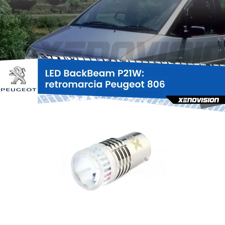 0 Retromarcia LED Peugeot 806 1994 - 2002: P21W BackBeam <strong>Retromarcia LED per Peugeot 806</strong> 1994 - 2002. Lampada <strong>P21W</strong> canbus. Illumina a giorno con questo straordinario cannone LED a luminosità estrema.